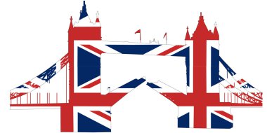 Tower bridge London as British flag clipart