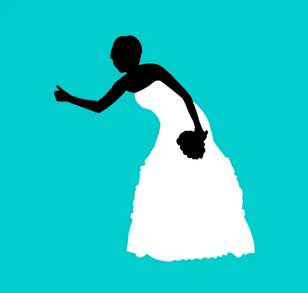 Bride on blue background silhouette layered — Stock Vector