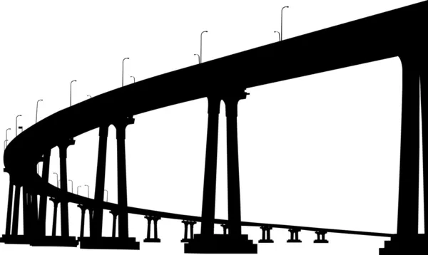 サンディエゴのシルエット コロナド橋 — ストックベクタ