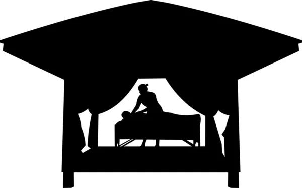 Spa massage on seacoast silhouette — Stock Vector