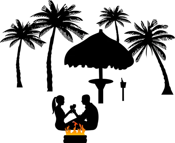 Couple romantique sur la plage — Image vectorielle