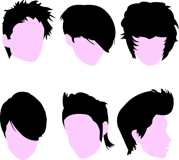 stock vector Set of short straight hairstyles for woman