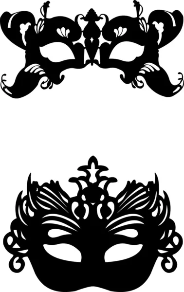 Колекція двох різних карнавал венеціанських масок фон силует — стоковий вектор