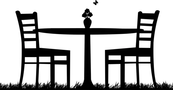 Столик на двоих в саду — стоковый вектор