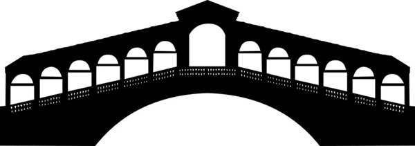 Rialtobrug in canal Grande in Venetië, Italië silhouet — Stockvector