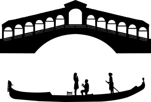 Romantischer Heiratsantrag in einer venezianischen Gondel — Stockvektor