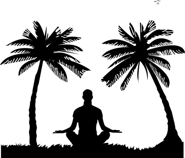 Egy elszigetelt lány meditál, és ezzel a jóga gyakorlása — Stock Vector