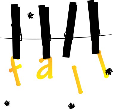 sonbahar veya sonbahar kartları clothespins ile bir ip üzerinde asılı