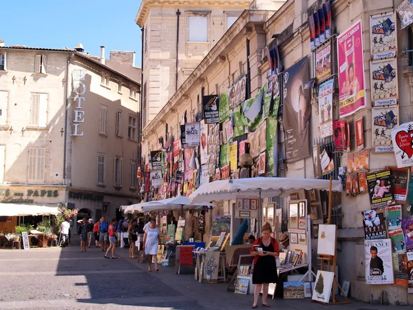 Plenty of playbills on a wall in Avignon — Stock Photo, Image