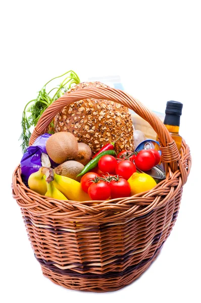 Basket with groceries food — Stock Photo, Image