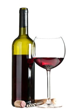Glass and bottle of wine clipart