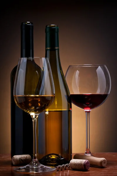 레드 와인과 화이트 와인 — 스톡 사진