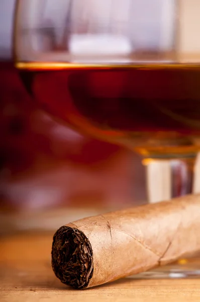 Cigarr och konjak — Stockfoto