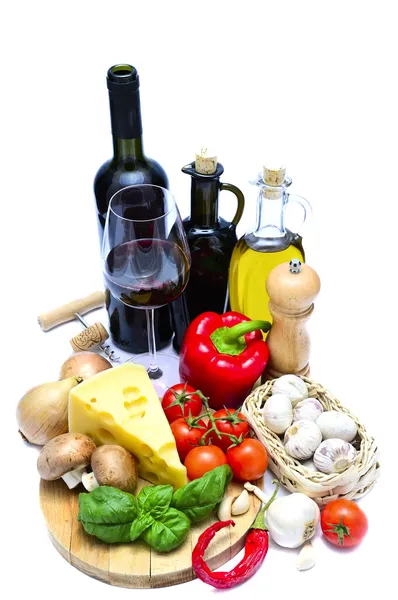 Hälsosam mat och vin — Stockfoto