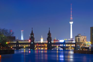 Oberbaum bridge and tv tower clipart