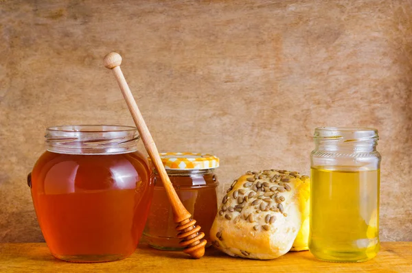 Frascos de miel — Foto de Stock