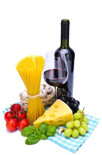 Pasta und Wein — Stockfoto