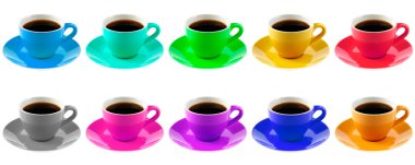 Coloured cups of coffee clipart