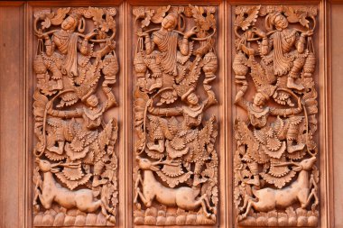 Traditional Thai style wood carving clipart