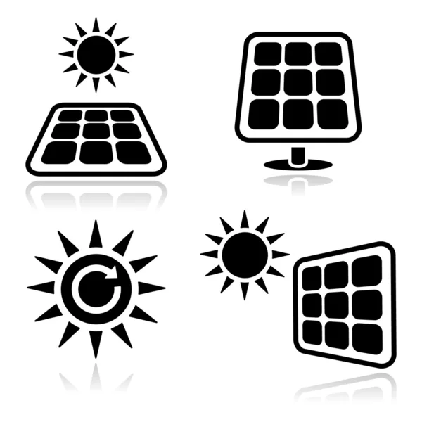 Painéis solares ícones — Vetor de Stock
