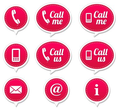 Contact buttons - speech bubbles - email, mobile, email clipart