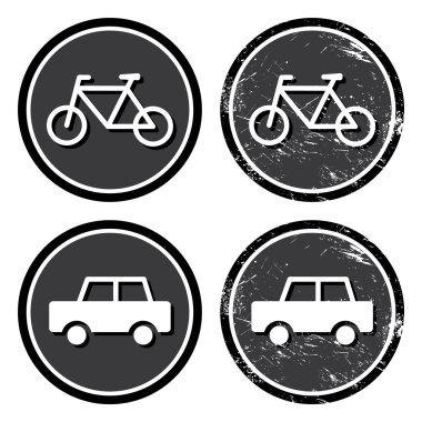 Bisiklet ve araba retro etiketi