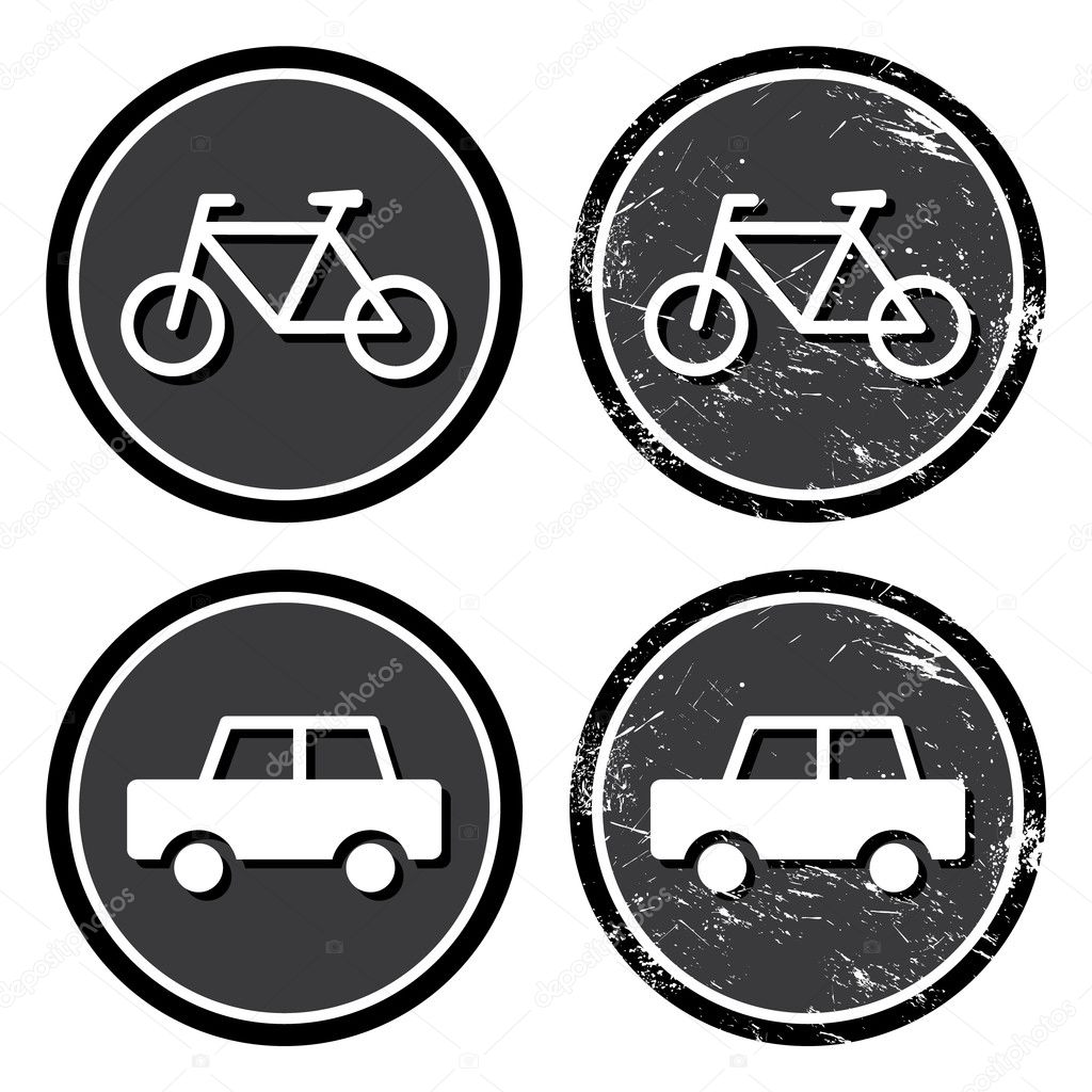 Bike and car retro label