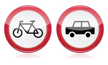 Car and bike icons road signs clipart