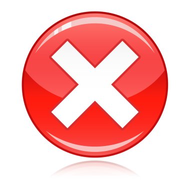 Red cross button - refuse, wrong answer, cancel clipart