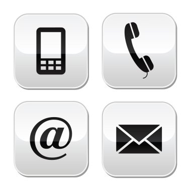 Contact buttons set - email, envelope, phone, mobile icons