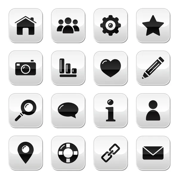 Website menu navigatieknoppen - huis, zoeken, e-mail, Galerie, help, blog pictogrammen — Stockvector