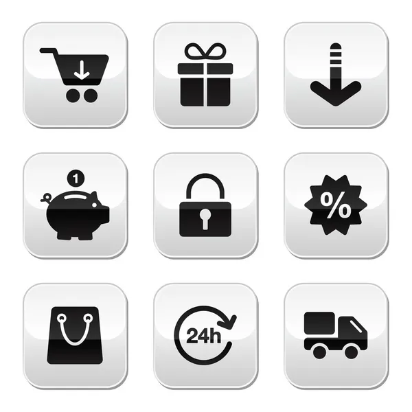 Zakupy przycisków na stronę internetową, sklep internetowy — Wektor stockowy