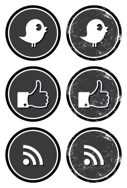 Social media retro labels - facebook, twitter, rss clipart