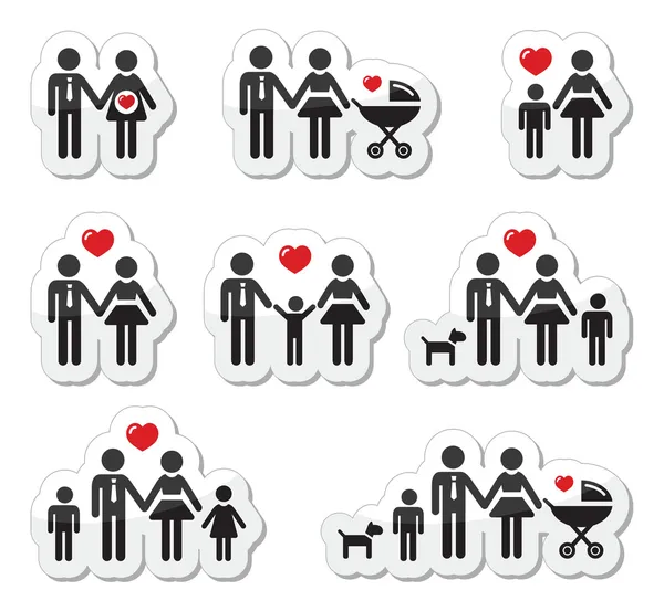 Icons - family, baby, pregnant woman, couples — Stock Vector