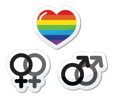 Gay couple, gay love icons set clipart