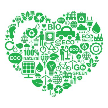 Eco heart background - green ecology clipart