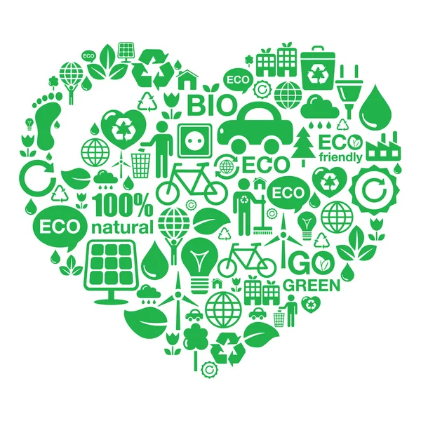 Eco fond de coeur - écologie verte — Image vectorielle