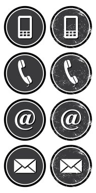 Contact web and internet retro icons set clipart