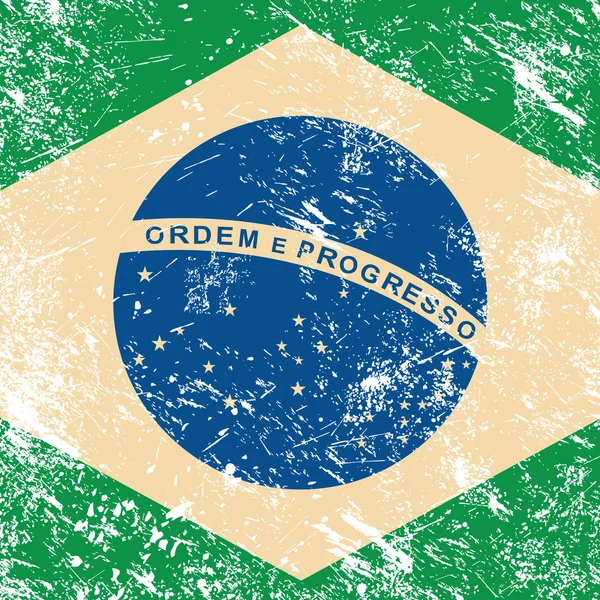 Brasilien rettro flagga — Stock vektor