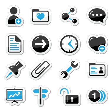 Internet, web icons as labels clipart