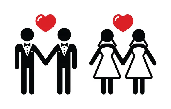 Gay marriage icons set — Stock Vector