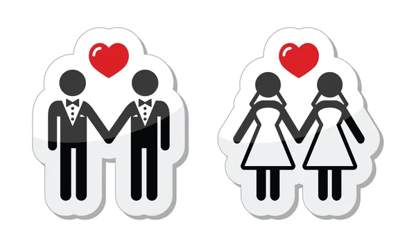 Étiquettes de mariage gay — Image vectorielle