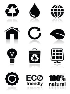 Green ecology icons set clipart