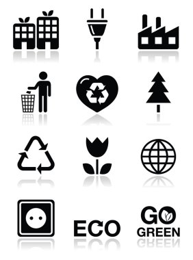 Green ecology icons set clipart