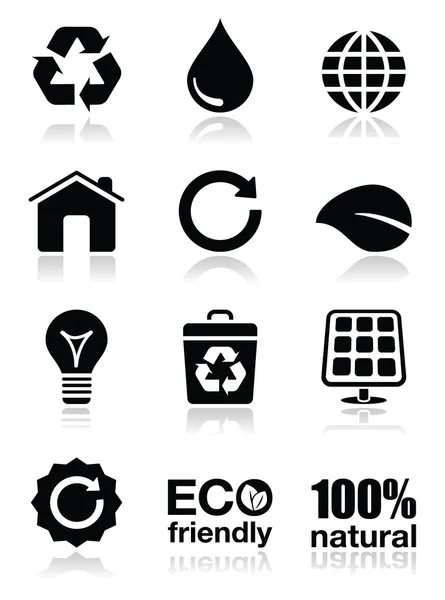 Conjunto de iconos de ecología verde — Vector de stock
