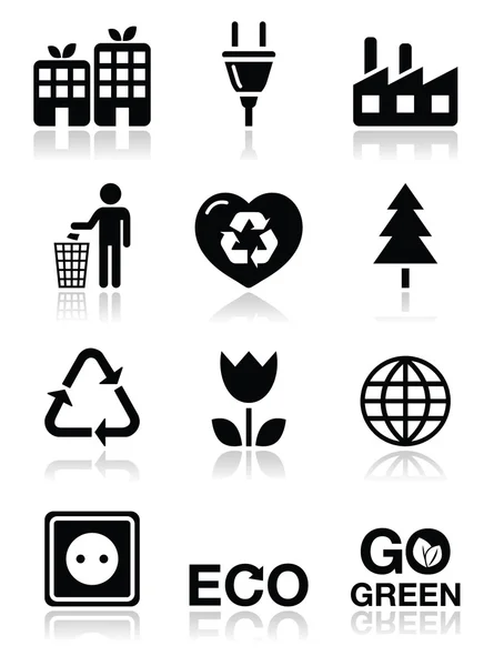 Conjunto de iconos de ecología verde — Vector de stock