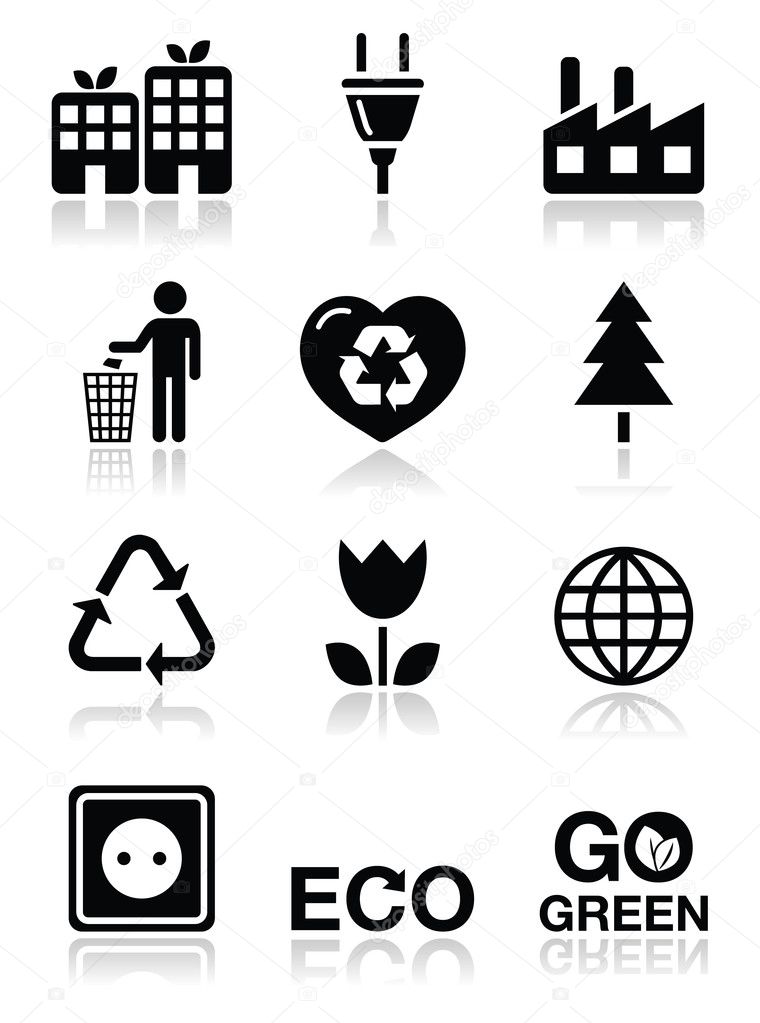 Green ecology icons set