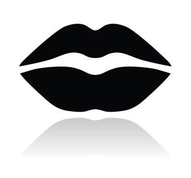 Lips black glossy icon clipart