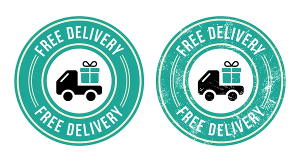 Free delivery retro grunge badge — Stock Vector