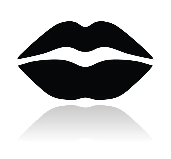 Icono brillante negro de labios — Vector de stock